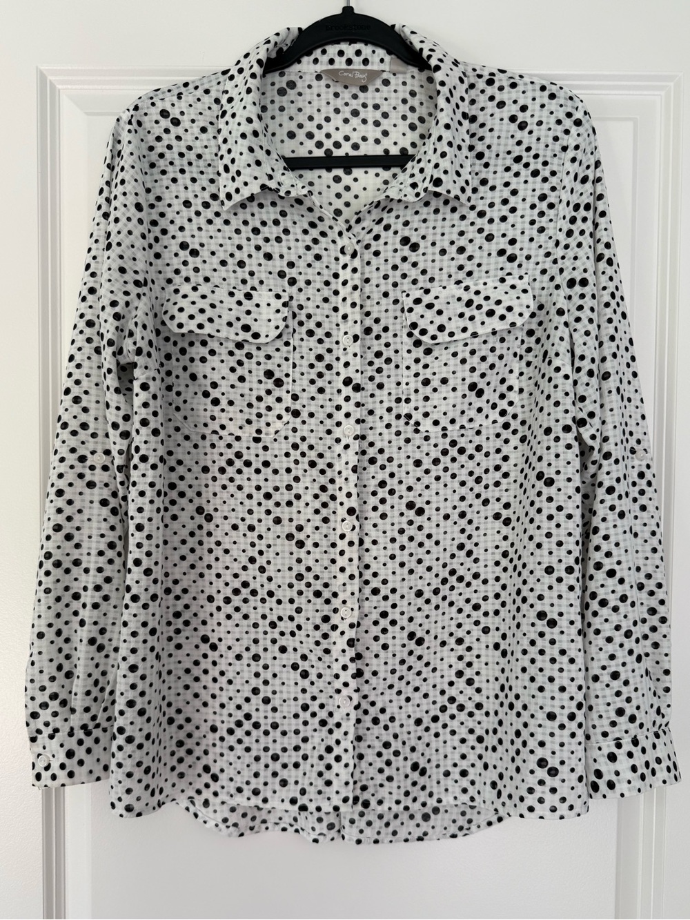 Coral Bay White Blouse with Black Polka Dots